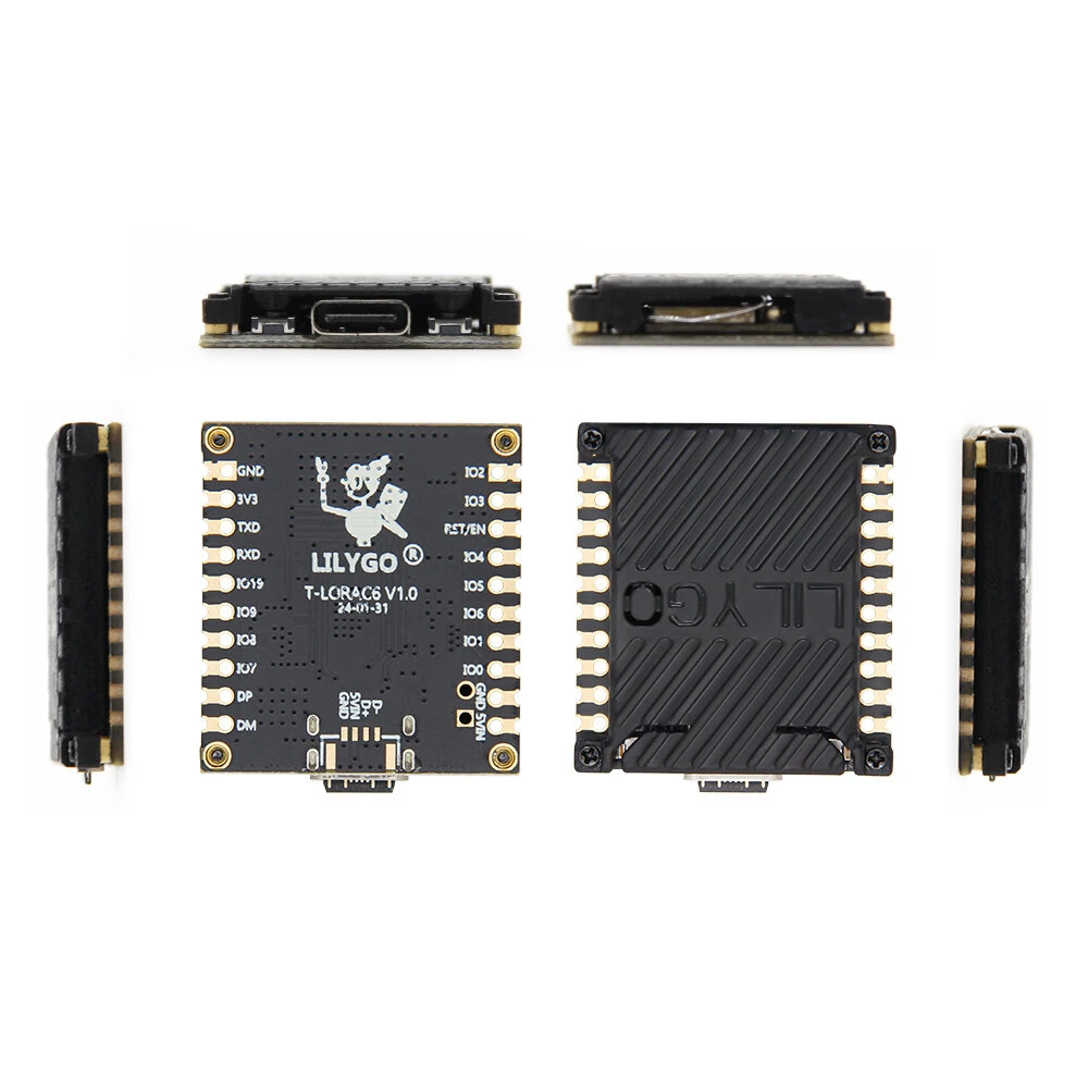 LILYGO® T-LoRaC6 Main ESP32-C6 LoRa Module SX1262 868MHz 915MHz LoRaWAN Long Range Low Power Development Board Stamp Holes PCB — view 5