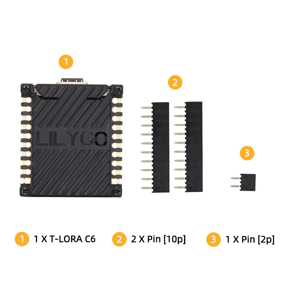 LILYGO® T-LoRaC6 Main ESP32-C6 LoRa Module SX1262 868MHz 915MHz LoRaWAN Long Range Low Power Development Board Stamp Holes PCB — view 6