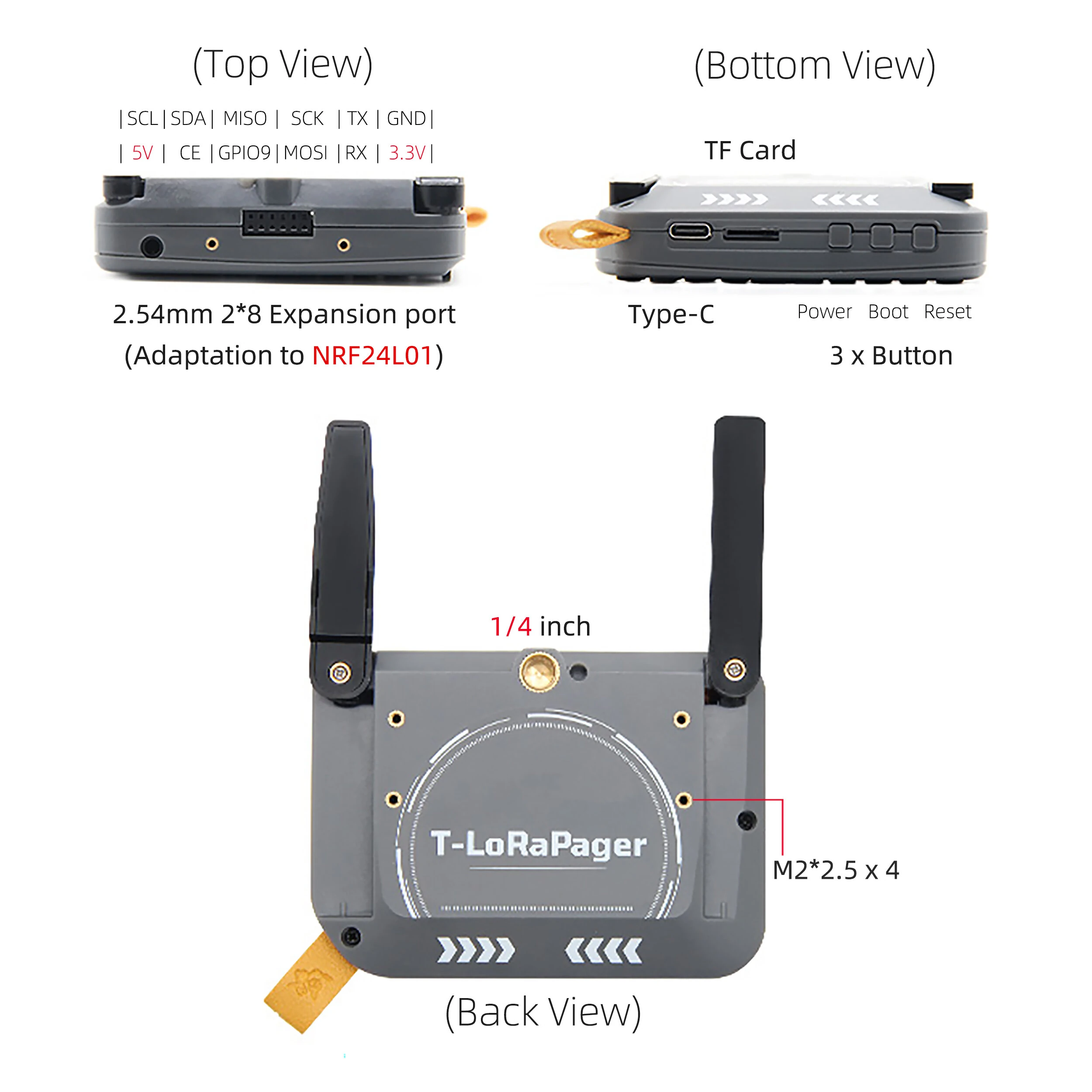 LILYGO® T-Lora Pager ESP32-S3 LoRa SX1262 Wireless RF Module Dual-mode RFID/NFC RTC GNSS Ai Programmable Handheld AIoT Device — view 8