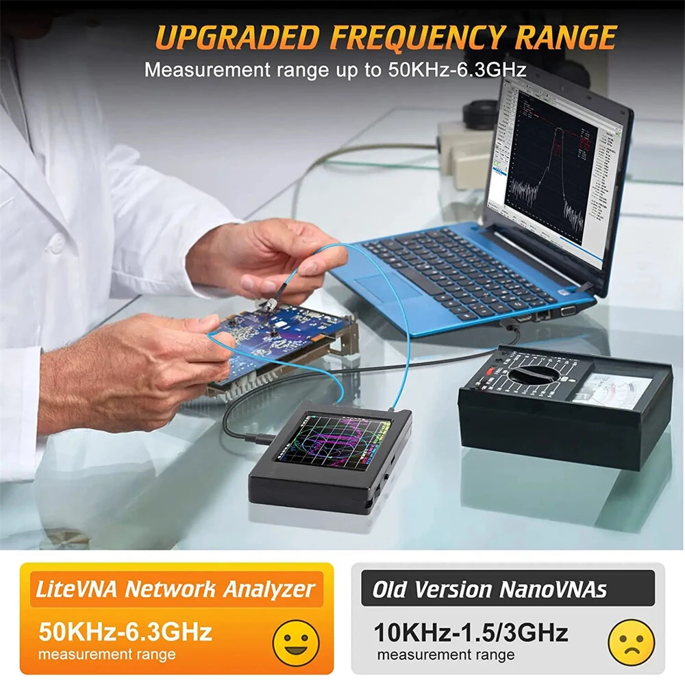 LiteVNA NanoVNA 50kHz-6.3GHz Vector Network Analyzer 4" Screen S Parameters HF VHF UHF SWR Phase Delay MicroSD Slot — view 4