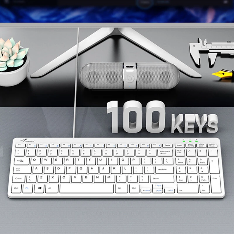 Little Kangaroo USB Wired Keyboard 100 Keys Scissor Switch Multimedia Function Slim Keyboards for Desktop Laptop Computer Office — view 5