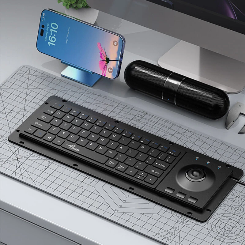 Little Kangaroo Wired Trackball Keyboard 64 Keys Scissor Switch Quiet Anti-interference Trackball Set Embedded USB Industrial Keyboard — view 6