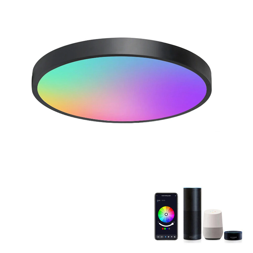 LIXINCORDA 24W WIFI Smart Ceiling Lamp Bluetooth RGBCW Colorful 1920lm Bedroom Lamp Super-thin Simple Works With Tuya Alexa Google
