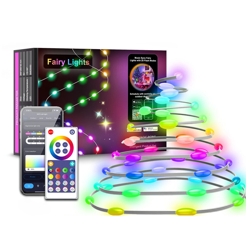 LIXINCORDA 5m~20m Smart RGBIC Pixel String Lights Music Sync IP68 Waterproof APP/Remote/Voice Control With Alexa/Google Christmas Decoration — LIXINCORDA