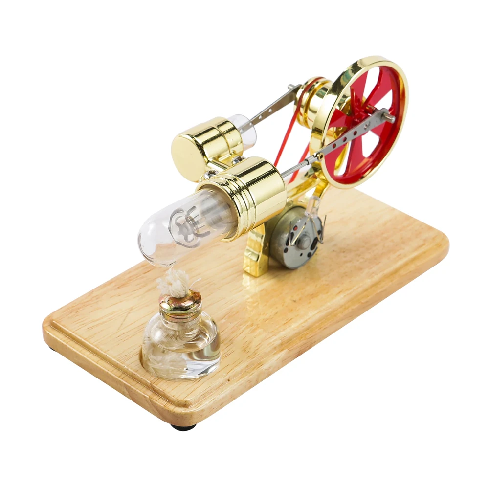 LL-009 Hot Air Stirling Engine Kit Model Electricity Generator Physical Generator Model with LED Light Flywheel Design Science Experiment Learning Education Toys — view 3