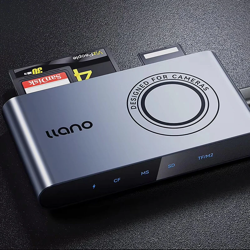 Llano R305 5-in-1 Card Reader USB 3.0 5Gbps Type-C Multi Slot Simultaneous Read CF SD TF MS M2 Aluminum Alloy Plug and Play for Camera Drone — view 4