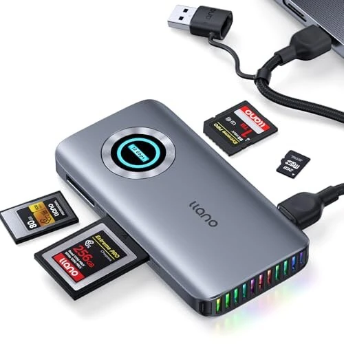 Llano R604 4-in-1 High-Speed Card Reader USB 3.2 Gen 2 10Gbps Aluminum Alloy CFe A/B SD TF Slot Heat Dissipation RGB Indicator Plug and Play for Photographer — image 1