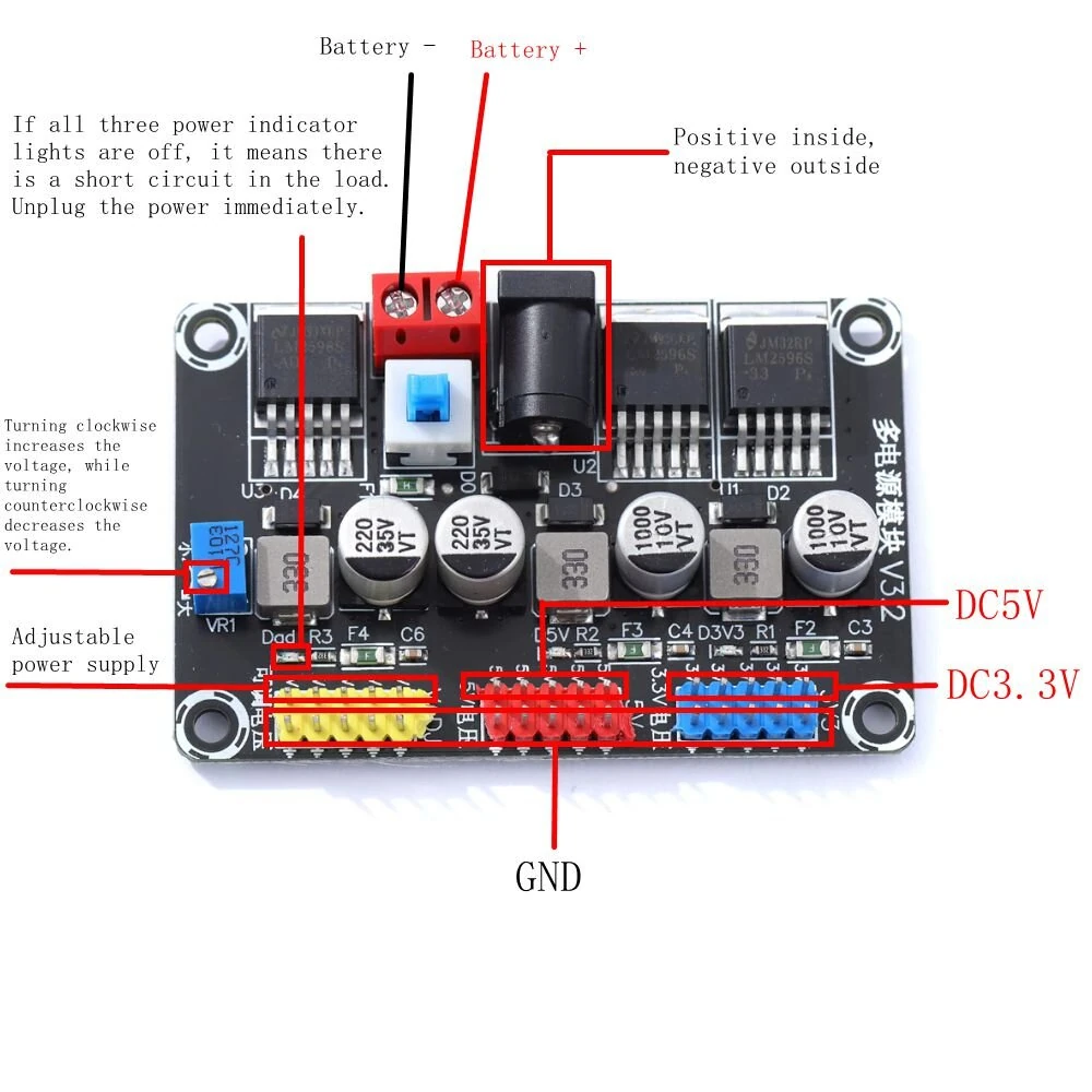 LM2596 Regulated Power Supply Module DC7-25V to DC3.3V 5V Adjustable Regulator Electric Racing Robotics Laboratory — view 6