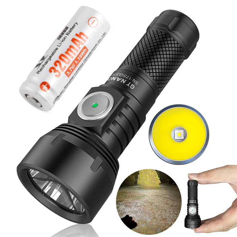 Lumintop GT NANO V3.2 405M EDC Thrower Flashlight with 10300 Battery, Mini Size 720LM High Power Output USB C Rechargeable Mini Torch Powerful Camping Lantern, 10750 Battery Optional — Lumintop