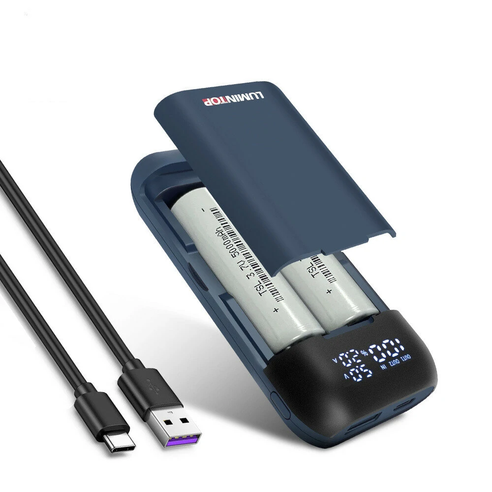 Lumintop PD2 2 in 1 18W USB-C Battery Charger Portable Phone Powerbank Dual Slots For 21700 Cells