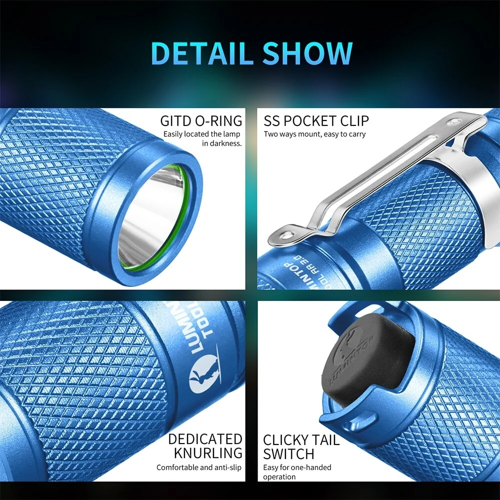 Lumintop Tool AA 3.0 900lm Mini Size LED Keychain Flashlight 14500 And AA Battery EDC Torch With Tail Switch Tactical Survival Tools — view 8