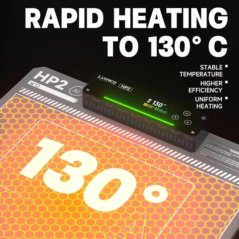 LUOWEI LW-HP2 15 Inch LCD Screen Heating Mat Dual Layer Silicone Adjustable Temperature Voice Control Rapid Heating to 130°C Large Work Area for Device Disassembly — view 3