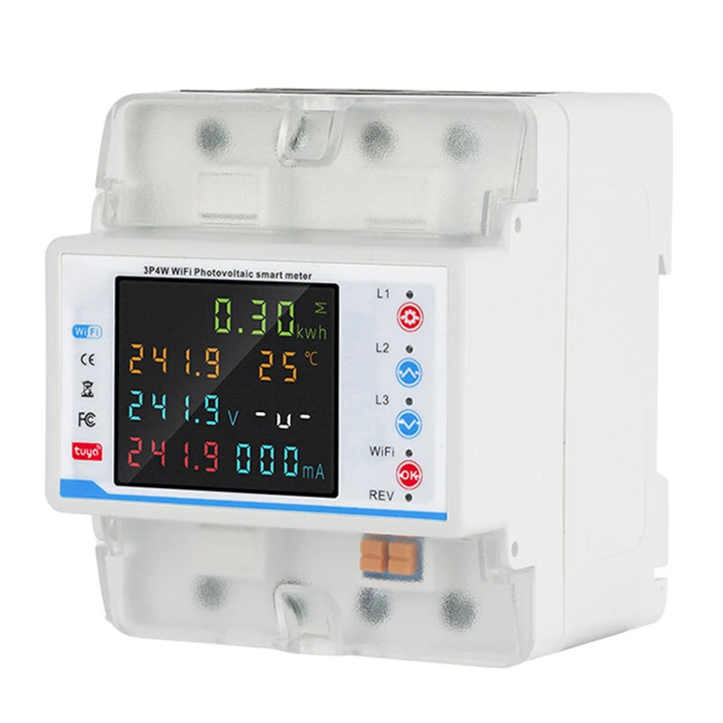 LY-3PN100A Guideway Three-phase WiFi Reclosing Protector Over Under Voltage Protection Current Limiting Leakage Protection Tuya WiFi Control Large LCD Screen Smart Home Breakers — image 1