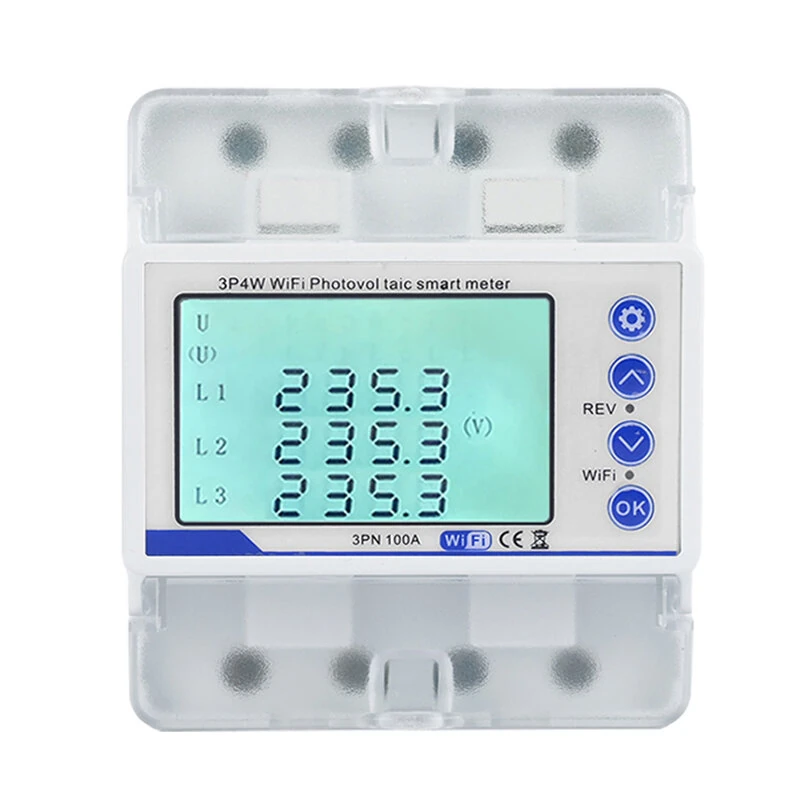 LY-3PN100A Guideway Three-phase WiFi Reclosing Protector Over Under Voltage Protection Current Limiting Leakage Protection Tuya WiFi Control Large LCD Screen Smart Home Breakers — view 2