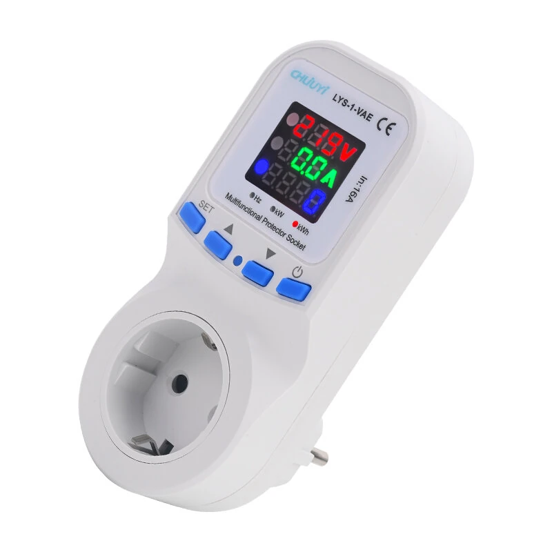 LYS-1-VAE Metering Protector Socket EU Plug with Large LED Display Current Voltage Energy Monitor Over Under Voltage Protection — view 2