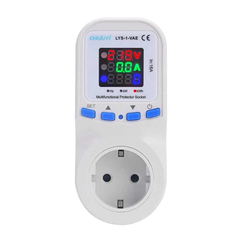 LYS-1-VAE Metering Protector Socket EU Plug with Large LED Display Current Voltage Energy Monitor Over Under Voltage Protection — view 4