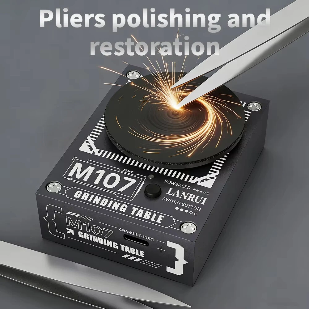 M107 Multi Function Grinder 6-Speed Control With 4 Interchangeable Abrasive Sheets Type-C Charging For Polishing Repairing Tweezers Pliers Blades — view 2