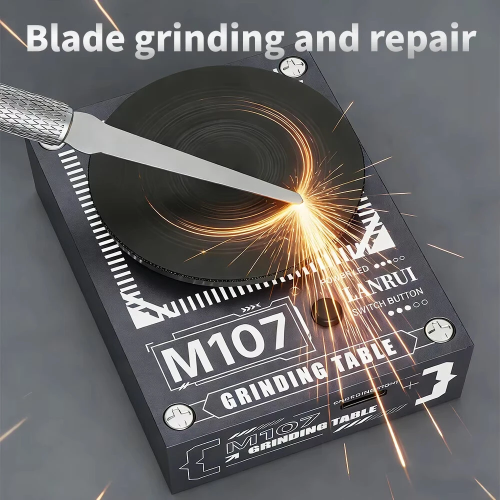 M107 Multi Function Grinder 6-Speed Control With 4 Interchangeable Abrasive Sheets Type-C Charging For Polishing Repairing Tweezers Pliers Blades — view 4