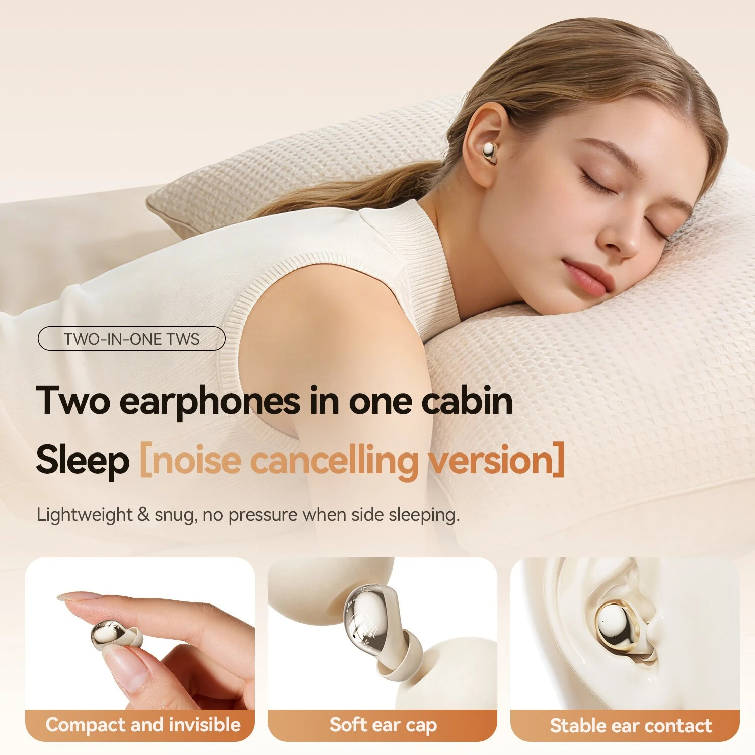 M165 Dual Earphone Design Headset Wireless bluetooth 6.0 Earphone 360° Panoramic Surround Sound DT Directional Sound Makeup Mirror Touch Control In-ear&Earhooks Dual Pairs Headphones — view 4
