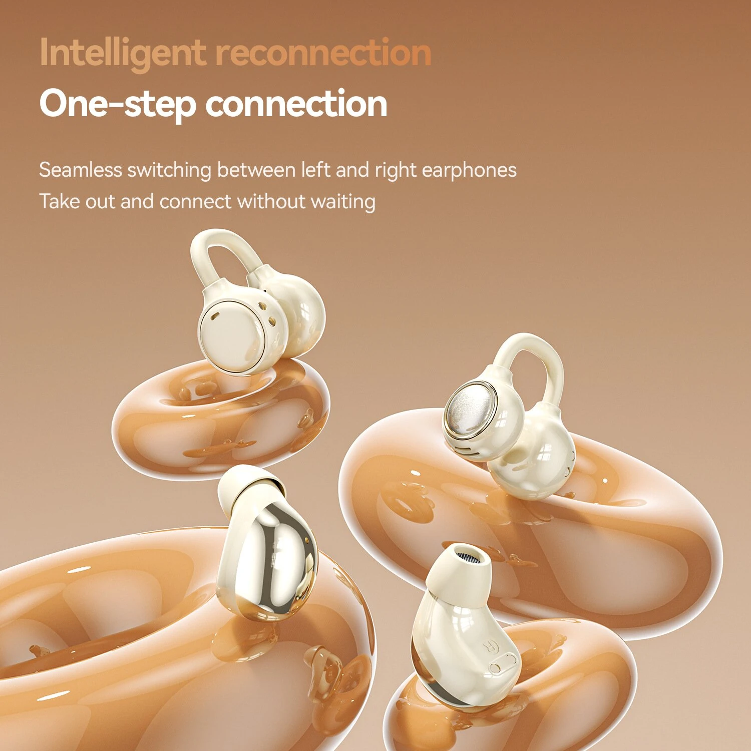 M165 Dual Earphone Design Headset Wireless bluetooth 6.0 Earphone 360° Panoramic Surround Sound DT Directional Sound Makeup Mirror Touch Control In-ear&Earhooks Dual Pairs Headphones — view 5
