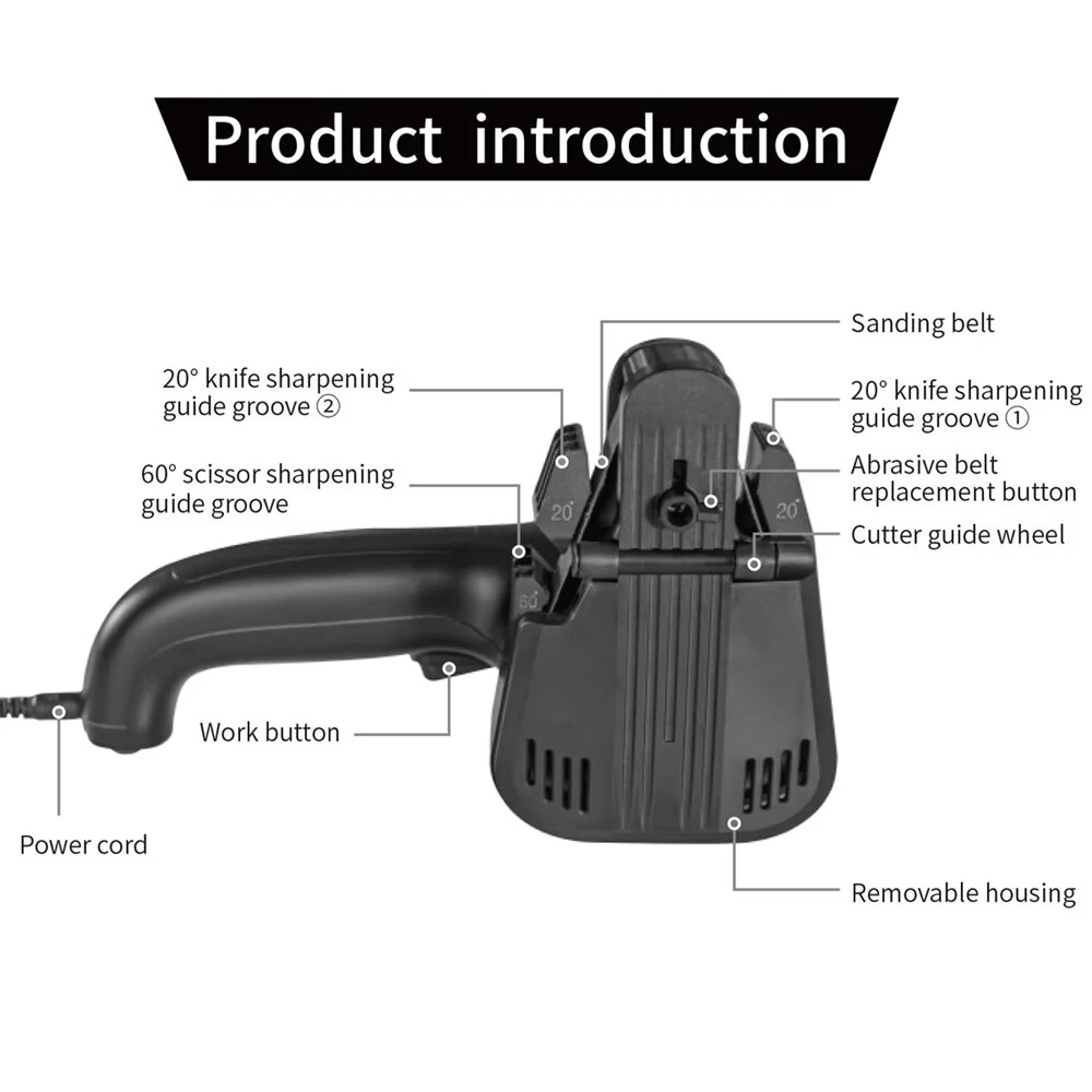 M3 Professional Electric Knife Sharpener 20°-60° Adjustable Angle Grinder For Kitchen Scissors With 4 Abrasive Belts — view 3