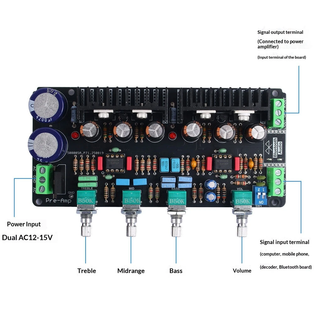 M4 Class A Parallel Preamplifier Board JRC5532 Dual AC 12V-15V High Fidelity Audio TL431 Bluetooth HiFi Stereo Amplifier — view 3