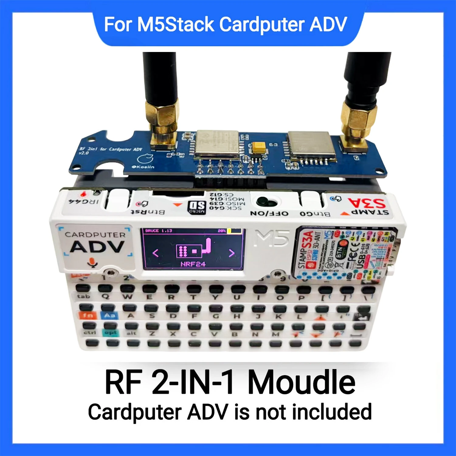 M5Stack Cardputer ADV Dual RF Module CC1101 NRF24 SubGHz 24GHz Wireless Signal Transceiver Compatible with Bruce Firmware — view 2
