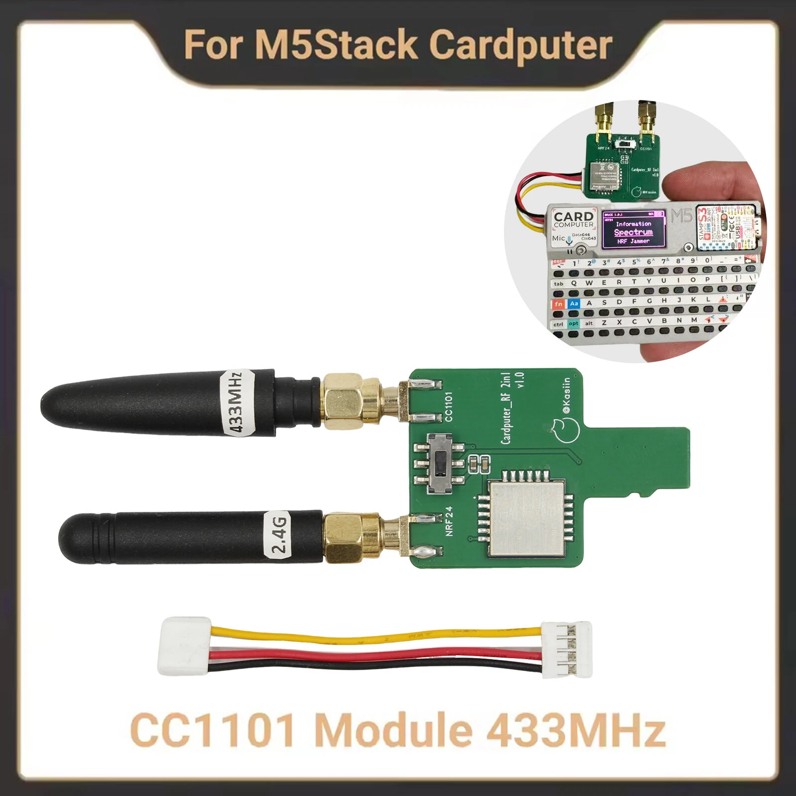 M5Stack Cardputer CC1101 433MHz RFNRF24 RF Module Dual Wireless Communication 2.4GHz Grove Interface Compatible Bruce Firmware High Signal Stability — view 2