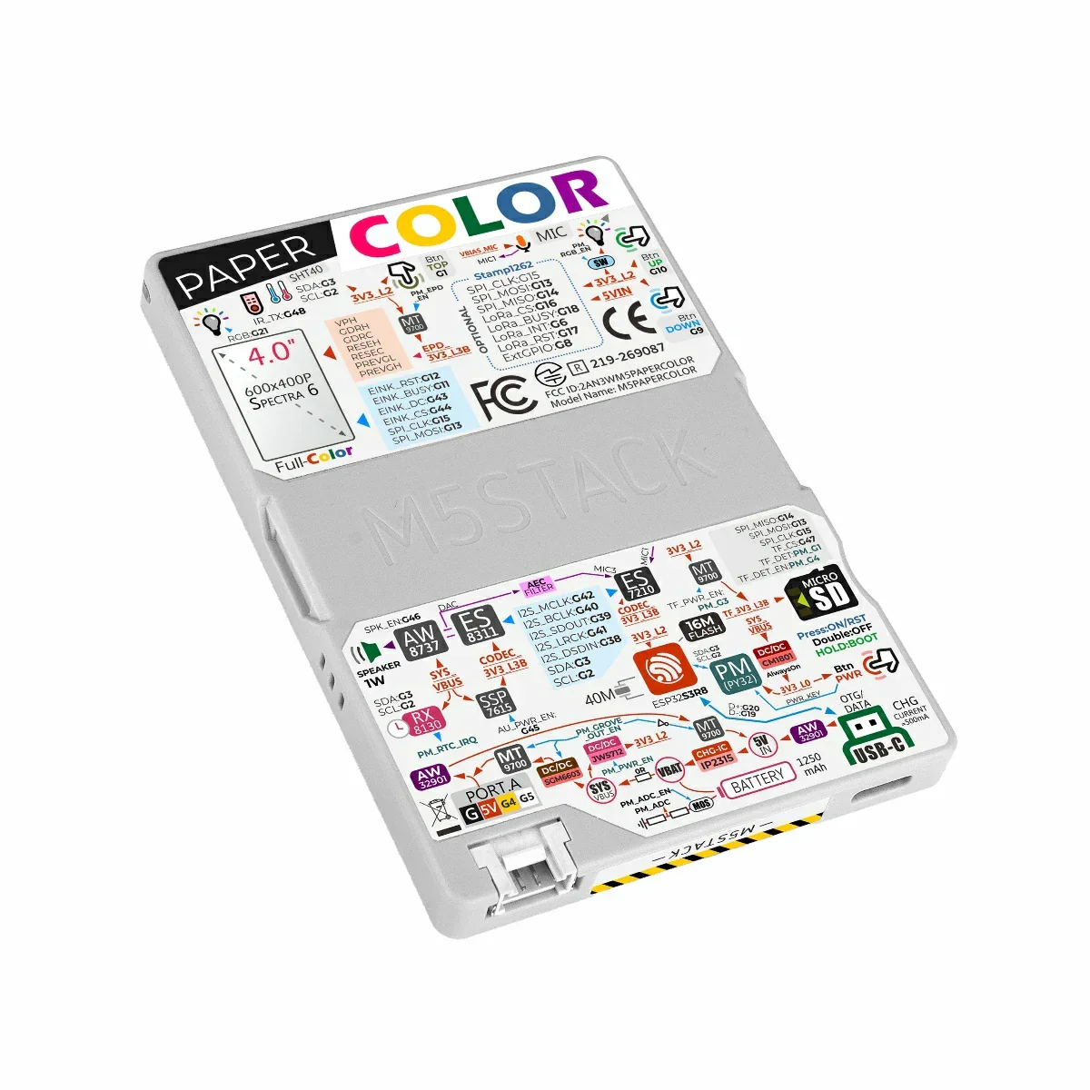 M5Stack M5Paper Color E-Paper Development Board ESP32S3 400x600 4 Inch SPECTRA 6 E-Ink Display Low Power WIFI IoT Development Module — view 8