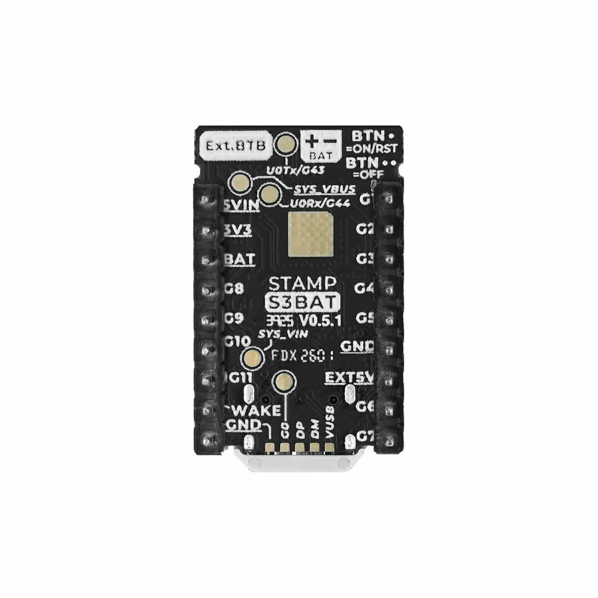 M5Stack M5StampS3 BAT Module ESP32-S3-PICO-1-N8R8 8MB Flash PSRAM 2.4GHz Wi-Fi Battery Power RGB LED with 2.54 Header Pin — view 3