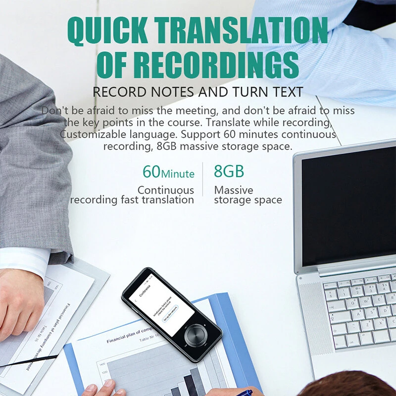 M9 Smart Audio Translator with 3-Inch Screen 137 Online Languages 16 Offline Languages Photo Translation WiFi Hotspot Two Way Conversation Real Time Voice Interpreter — view 4