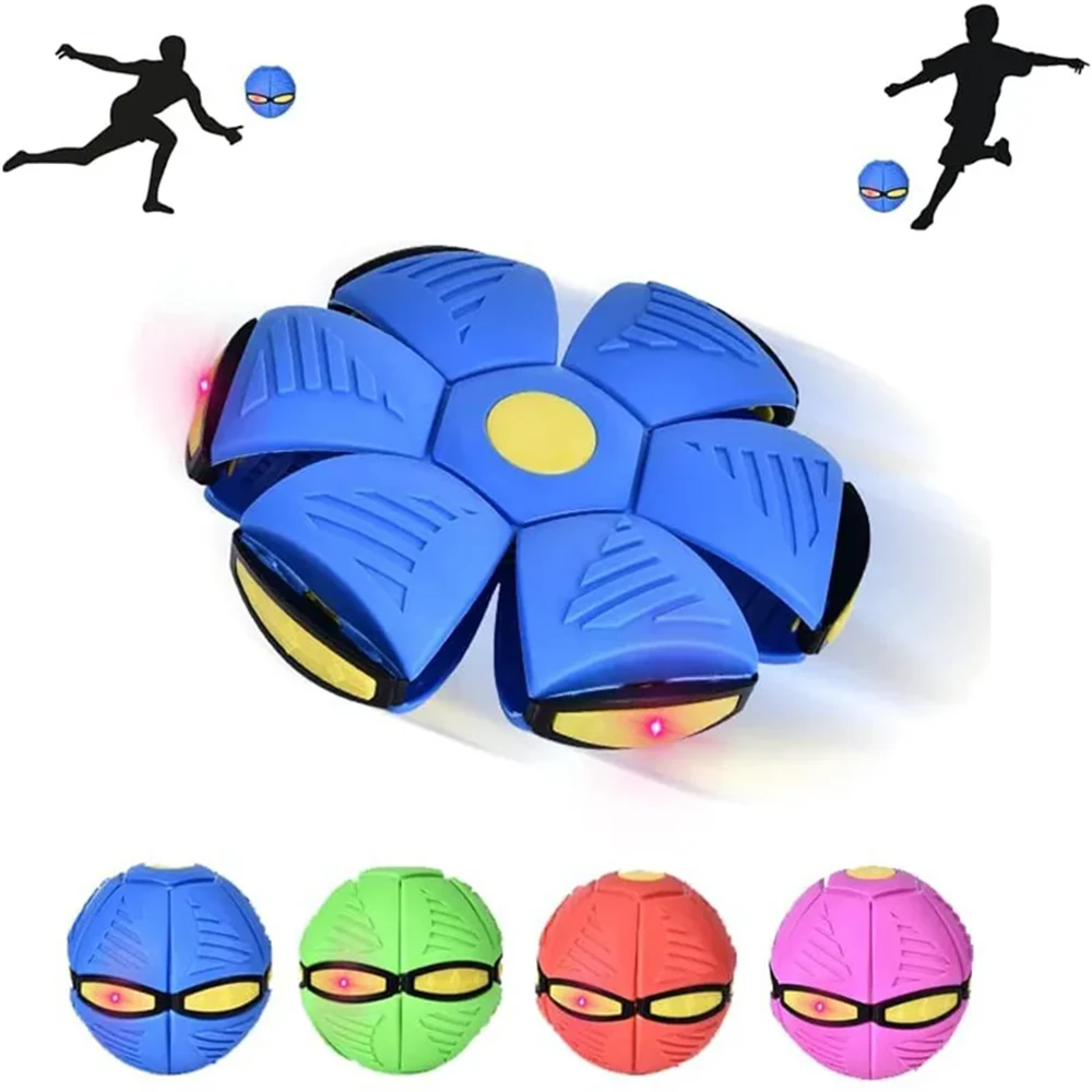 Magic Transforming UFO LED Light Flying Saucer Ball Stress Relief Outdoor Toy Unisex Plastic Deformation Flat Dual Modes Fun — Magic