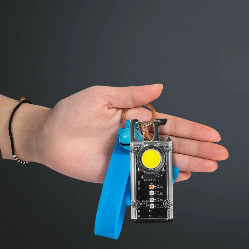 Magnetic COB LED Work Light Portable Keychain Flashlight UV Light Red/Blue Warning Green Light Keychain Light Mini Torch Light — view 2
