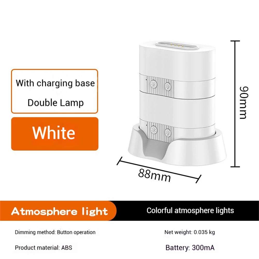Magnetic RGB Atmosphere Light Portable 300mAh Rechargeable Adjustable Brightness LED Night Lamp — view 6