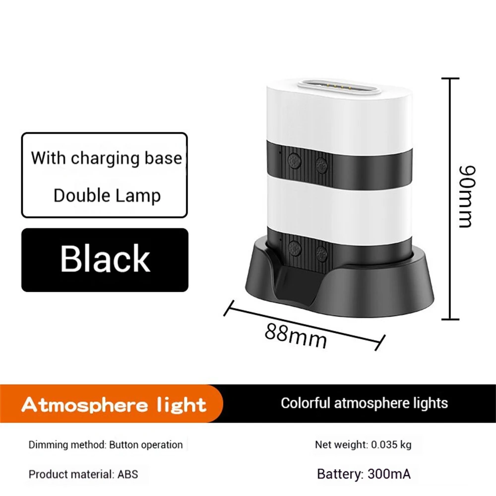 Magnetic RGB Atmosphere Light Portable 300mAh Rechargeable Adjustable Brightness LED Night Lamp — view 7