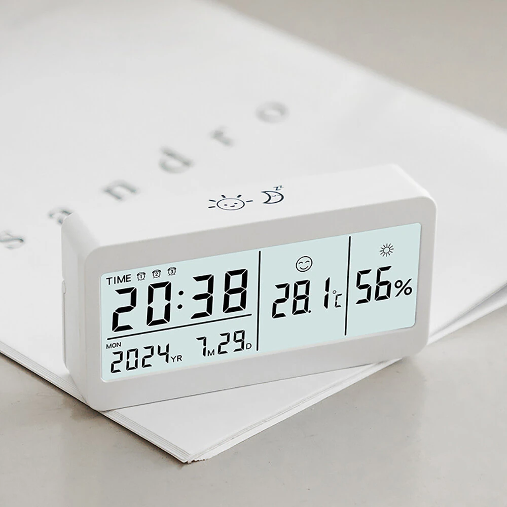 Magnetic Suction LED Simple Clock Back Light Desktop Clock Temperature And Humidity Alarm Clock Decorative Ornaments Silent Small Alarm Clock — Pricio