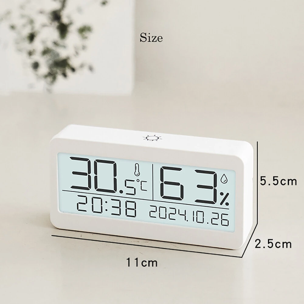 Magnetic Suction LED Simple Clock Back Light Desktop Clock Temperature And Humidity Alarm Clock Decorative Ornaments Silent Small Alarm Clock — view 5