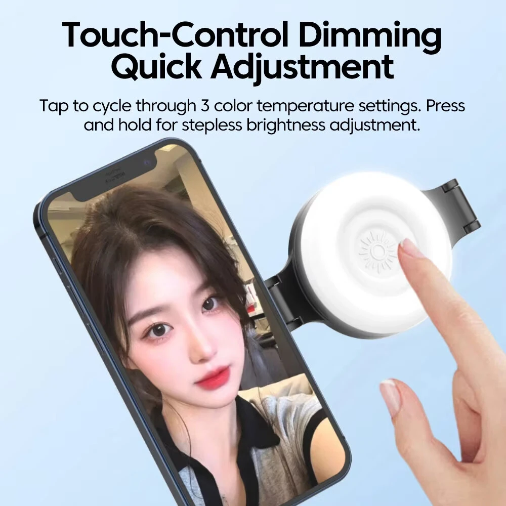 Magsafes Magnetic Phone Light Double-sided Mirror Foldable Magnetic Selfie Light Adjustable Light Phone Stand Fill Light Bracket — view 4