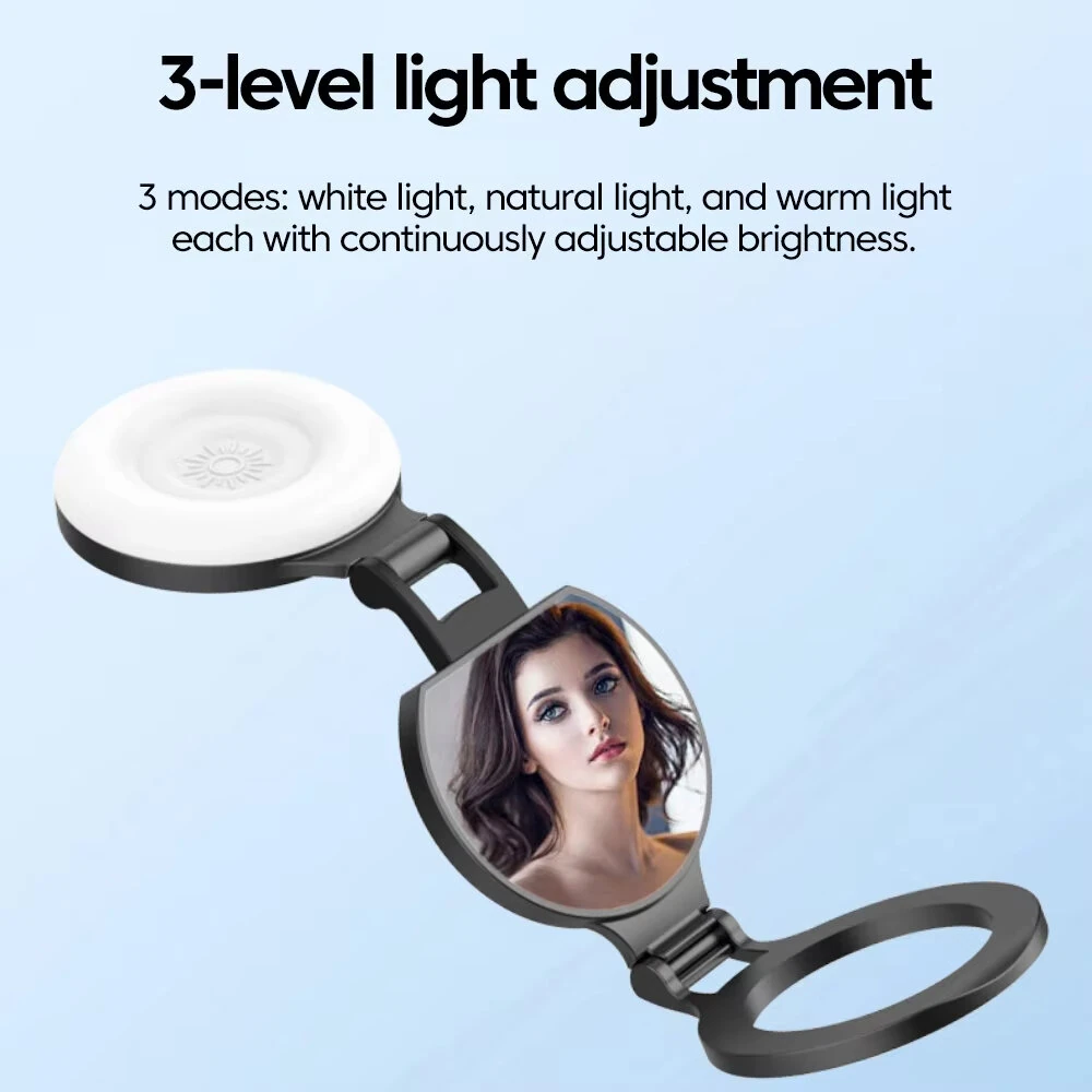 Magsafes Magnetic Phone Light Double-sided Mirror Foldable Magnetic Selfie Light Adjustable Light Phone Stand Fill Light Bracket — view 5