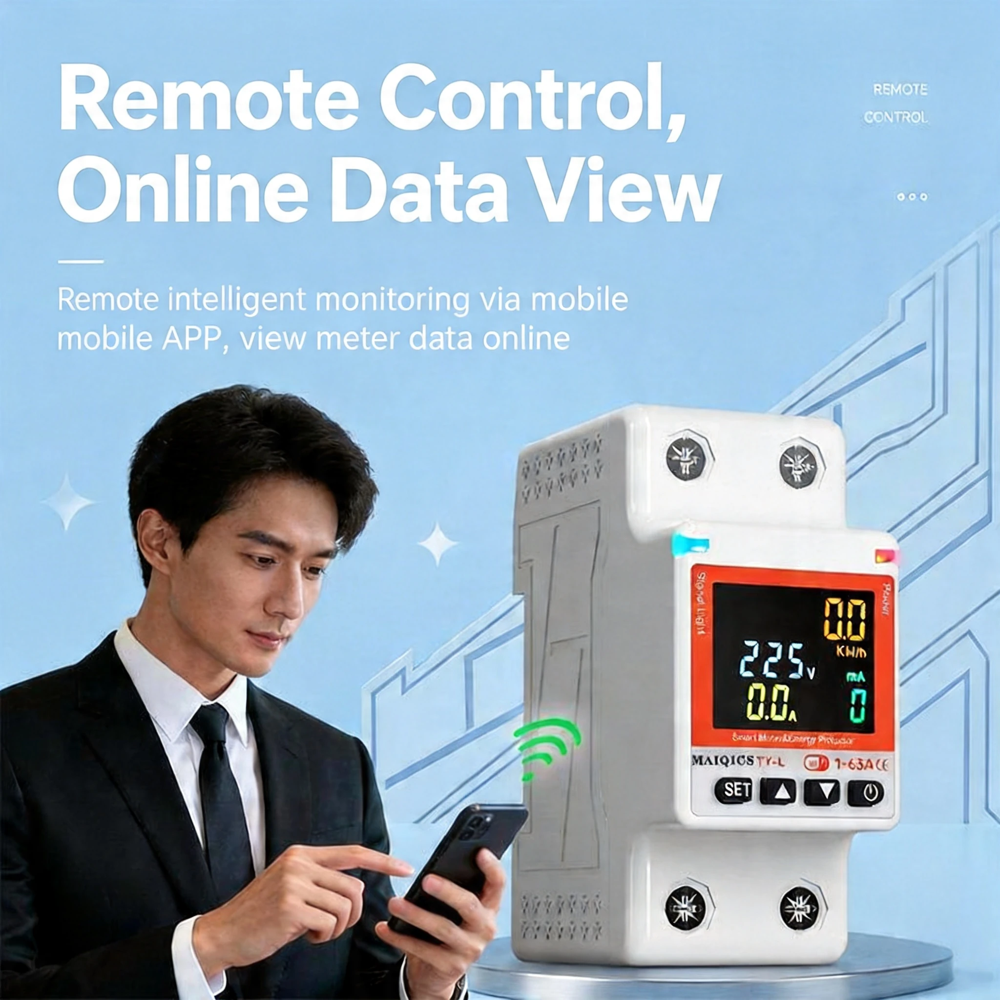 MAIQCS TY-L Smart WiFi Circuit Breaker 1-63A Adjustable Remote Control Over Under Voltage Leakage Protection Energy Monitoring Timer DIN Rail Tuya Smart Life Voice Compatible Alexa Google Assistant — view 4