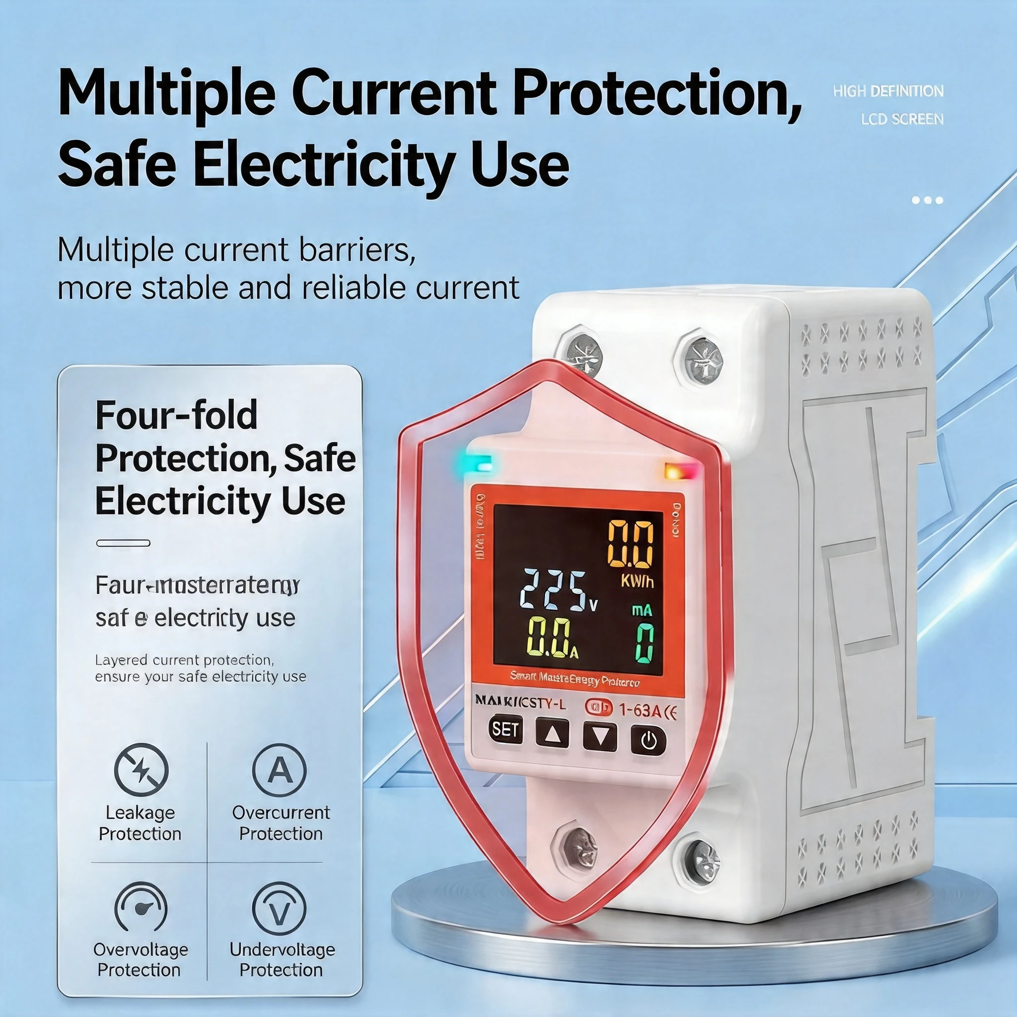 MAIQCS TY-L Smart WiFi Circuit Breaker 1-63A Adjustable Remote Control Over Under Voltage Leakage Protection Energy Monitoring Timer DIN Rail Tuya Smart Life Voice Compatible Alexa Google Assistant — view 5