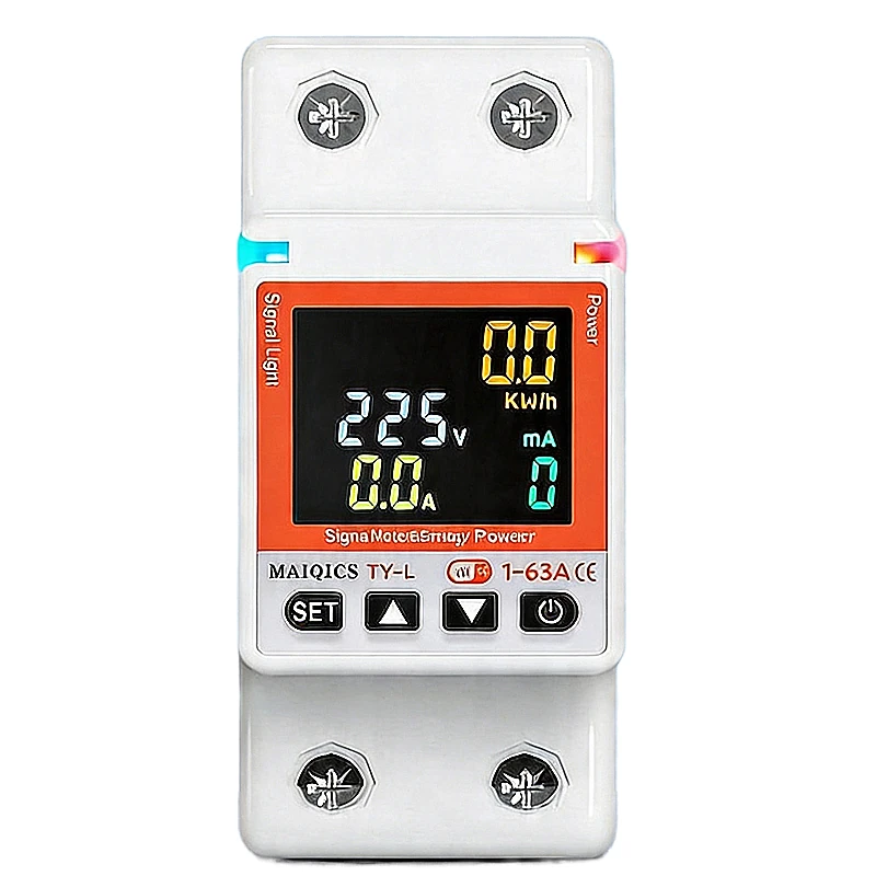 MAIQCS TY-L Smart WiFi Circuit Breaker 1-63A Adjustable Remote Control Over Under Voltage Leakage Protection Energy Monitoring Timer DIN Rail Tuya Smart Life Voice Compatible Alexa Google Assistant — view 7