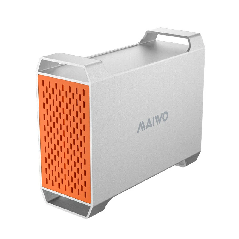 MAIWO K35282CG1 Dual Bay 3.5 Inch SATA Hard Drive Enclosure 4 RAID Modes Storage Box Type-C 5Gbps 60TB Massive Capacity with Cooling Fan for Data Backup High Speed Transfer