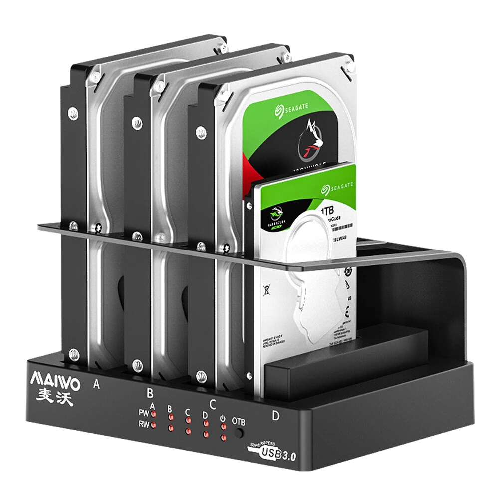 MAIWO USB 3.0 External Hard Drive for PC 4 Bay 2.5 inch 3.5 inch Enclosure Multi-Bay HDD SDD Docking Station Hard Drive Case — MAIWO