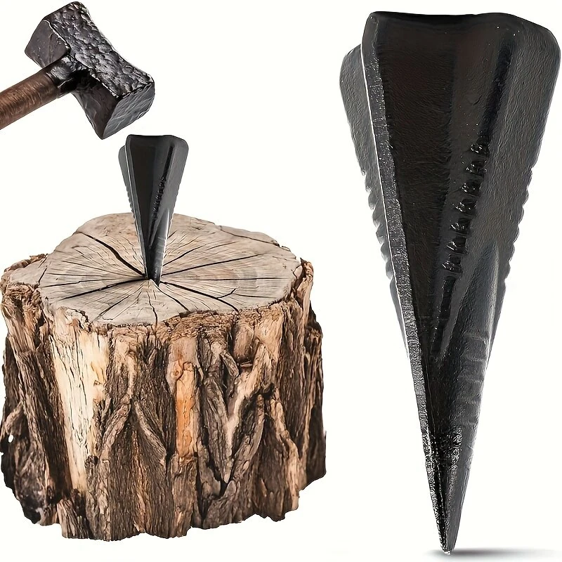 Manual Splitting Wedge Steel Diamond Shape 4 Way Log Splitter High Strength Anti Rust Coating Labor Saving Sledgehammer Tool Wood Splitting