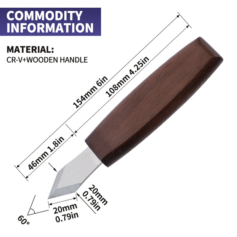 Marking Knife Double Bevel Striking Knife With CR-V Sharp Blade Wooden Handle For Woodworking Carving And Marking — view 4