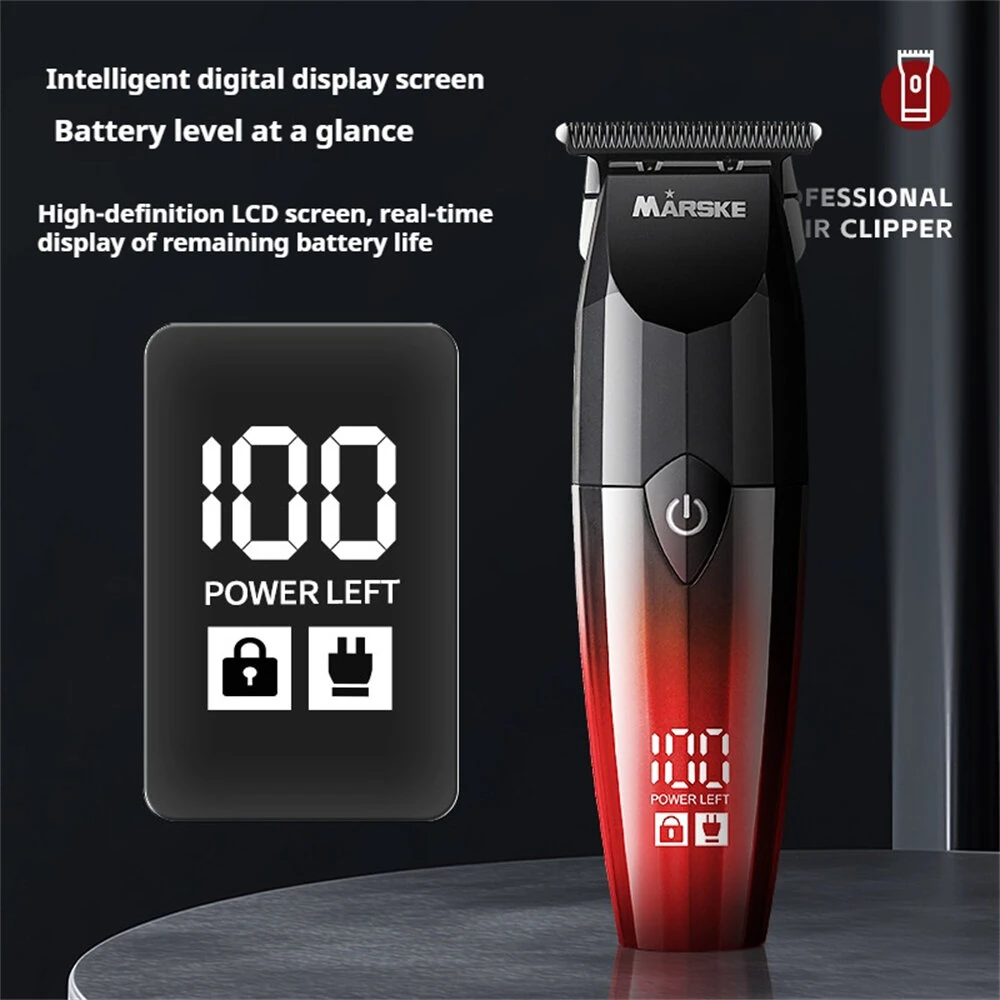Marske MS-5066 Professional Hair Clipper 7200RPM Motor 800mAh Battery USB Recharge R-Shaped Blade Digital Display Adjustable Comb Trimmer — view 3