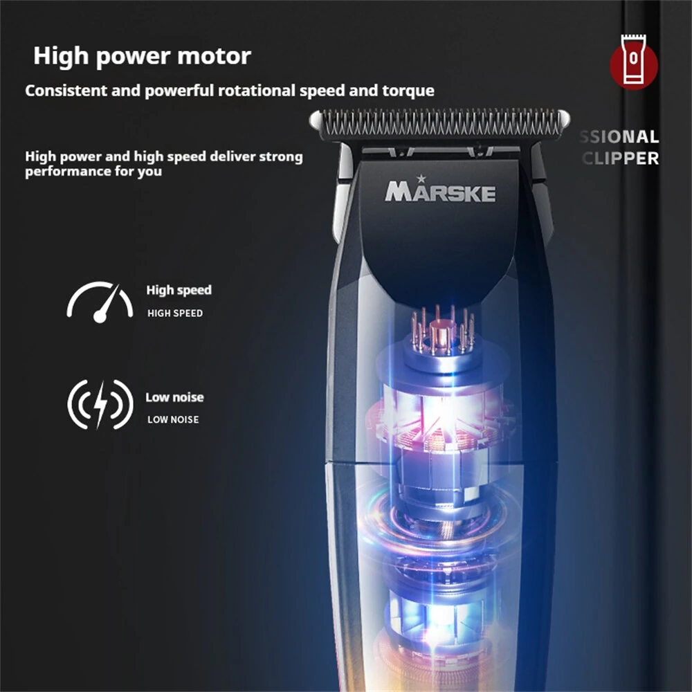 Marske MS-5066 Professional Hair Clipper 7200RPM Motor 800mAh Battery USB Recharge R-Shaped Blade Digital Display Adjustable Comb Trimmer — view 4