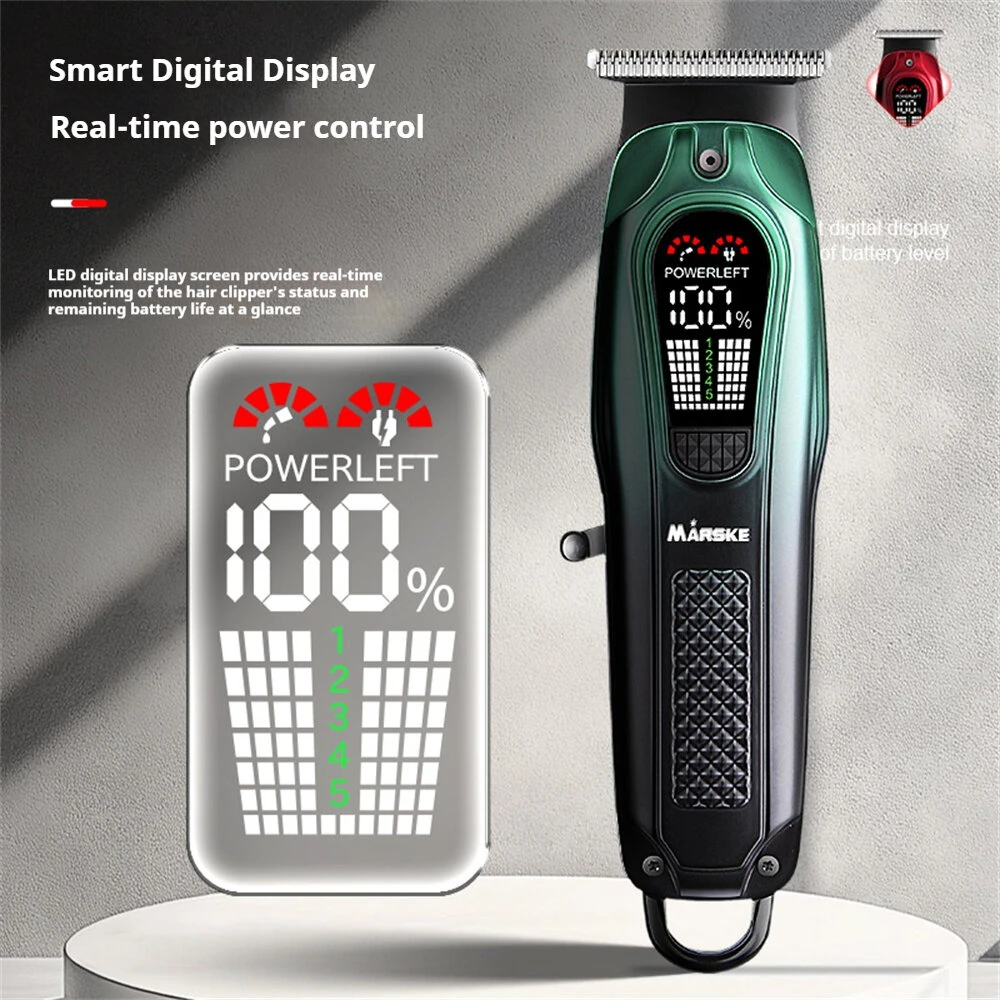 MARSKE MS-5067 Professional Hair Clipper 1800mAh Rechargeable Battery LED Display Stainless Steel Round Blade USB Charging — view 3