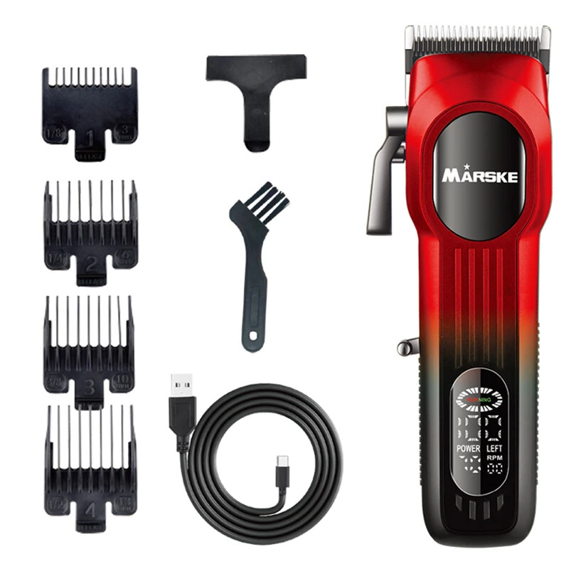 MARSKE MS-5069 Hair Clipper 5W 2000mAh USB Rechargeable LCD Display Professional T Blade Mens Beard Trimmer Self Sharpening Blades Kit